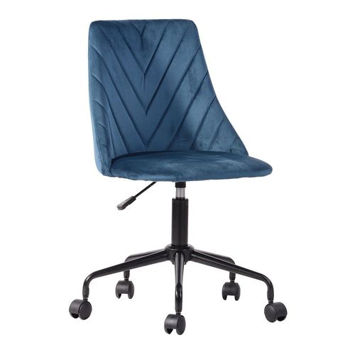 Chaise De Bureau, Rembourrage Et Dossier En Velours, Chaise D'ordinateur Réglable En Hauteur, Bleu
