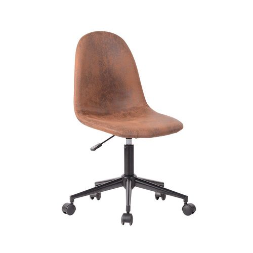 Chaise De Bureau, Revêtement Velours En Microfibre Marron, Chaise De Bureau Réglable En Hauteur Avec Roul