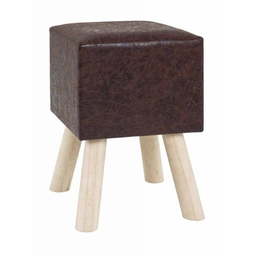 Tabouret Vintage Aspect Cuir "Teora" 45cm Marron