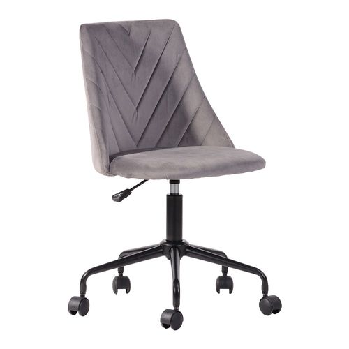 Chaise De Bureau, Rembourrage Et Dossier En Velours, Chaise D'ordinateur Réglable En Hauteur, Gris