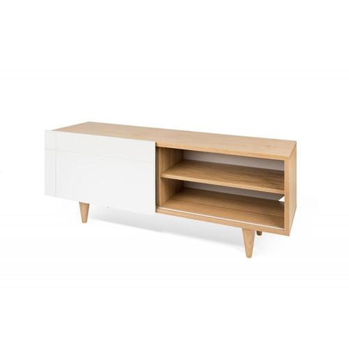 Meuble Tv Cruz Chêne Naturel Et Blanc 120 X 34 - Temahome