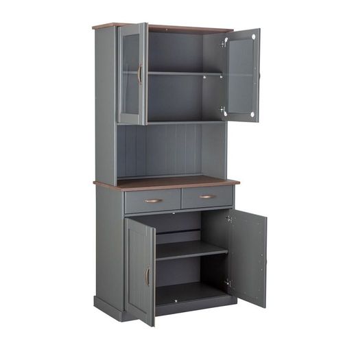 Vaisselier 4 Portes & 2 Tiroirs "Zernan" 191cm Gris