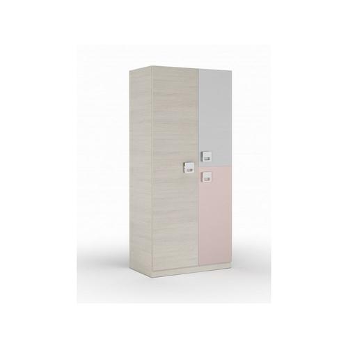 Armoire Enfant Rosa 3 Portes L90cm X H200cm - Blanc / Rose