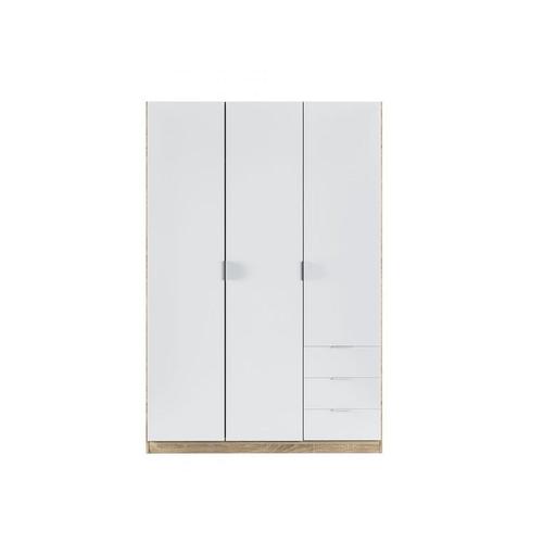 Armoire Nina 3 Portes Et 3 Tiroirs L121 X H180 Cm - Blanc / Bois