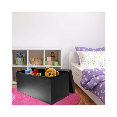 Banc Coffre De De Rangement En Simili Cuir Zoé Noir
