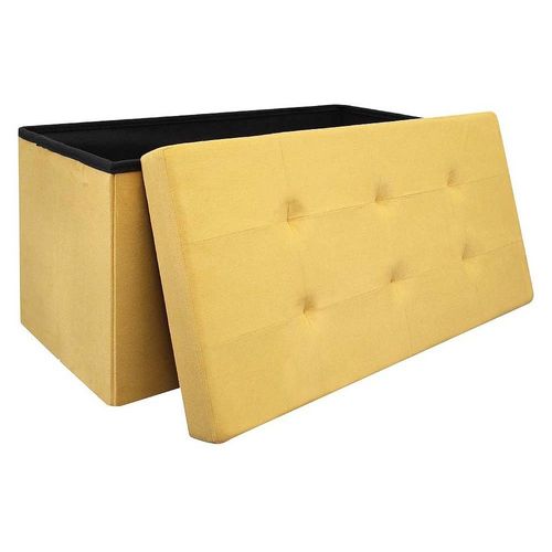 Banc Coffre De Rangement En Suédine Lina Jaune