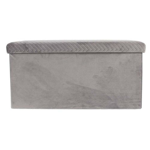 Banc Coffre Pliable En Velours Zig Zag Gris