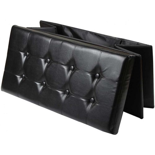 Banc Coffre Simili Cuir Couvercle Capitonné Noir