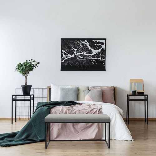Banc En Métal Assise En Velours Giulia Gris Souris