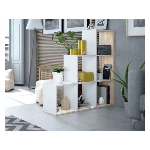 Bibliothèque Escalier Jade Avec 6 Cubes L108cm X H110cm - Blanc / Bois