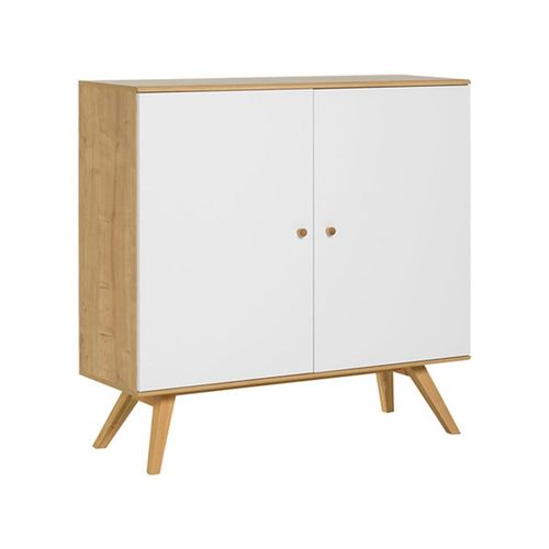 Buffet 2 Portes Et 6 Étagères Intérieures L120 Cm - Nature
