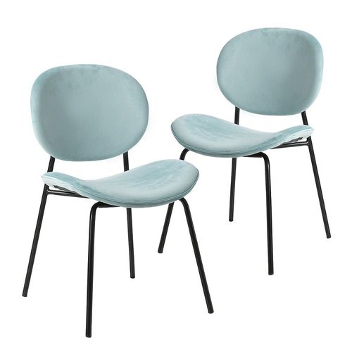 Chaise Design Retro Velours Bleu Turquoise (Lot De 2)