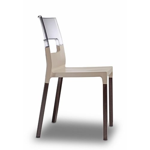 Chaise Natural Diva Pieds Bois Et Dossier Translucide - Vendu À L'unité