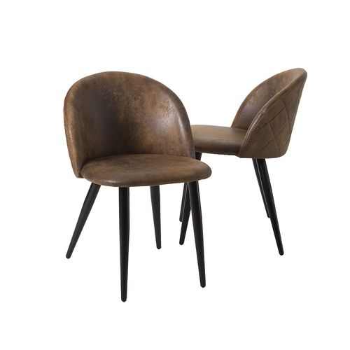 Chaise Scandinave Marron Chocolat Piètement Métal (Lot De 2)