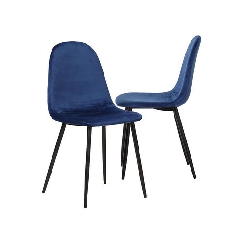 Chaise Scandinave Velours Bleu Roi (Lot De 2)