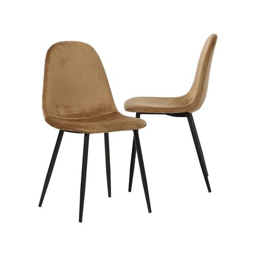 Chaise Scandinave Velours Marron Café (Lot De 2)