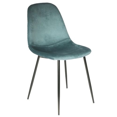 Chaise Velours Côtelé Giulia Bleu Canard - Bleu Canard