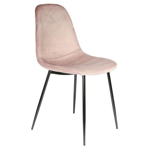 Chaise Velours Côtelé Giulia Rose Poudré - Rose