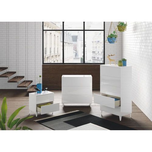 Commode Amir 5 Tiroirs L61 X H117cm - Blanc