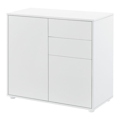 Commode Avec 2 Tiroirs 2 Portes Paarl 74 X 79 X 36 Cm Blanc Mat [En.Casa]