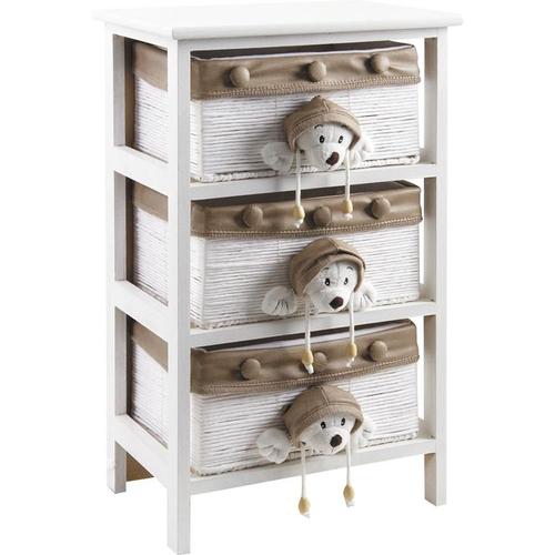 Commode Enfant En Bois Blanc 3 Tiroirs