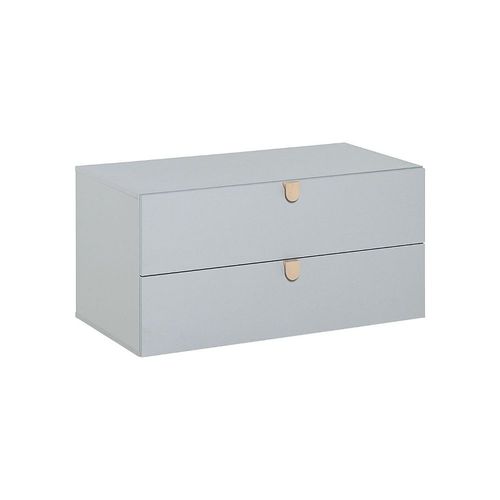 Commode Grise 2 Tiroirs Avec Poignées Bois - Stige