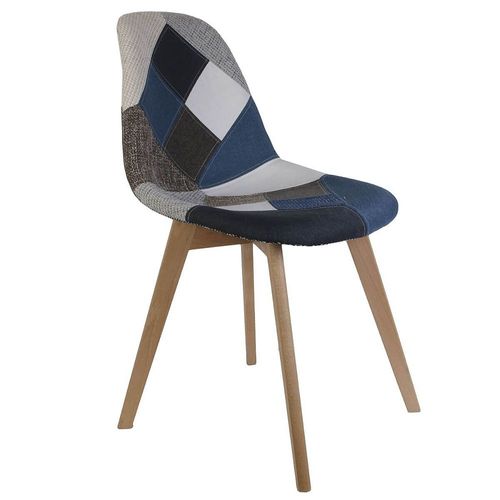Damas - Lot De 4 Chaises Patchwork Bleu Et Gris