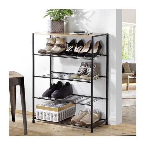 Etagère À Chaussures 5 Niveaux En Métal Noir