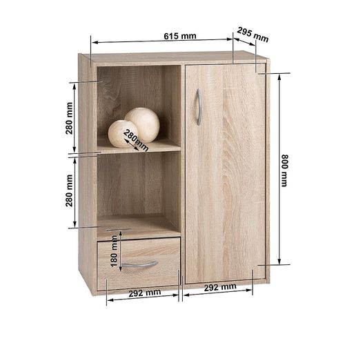 Etagère De Rangement 2 Casiers Avec 1 Tiroir Et 1 Placard