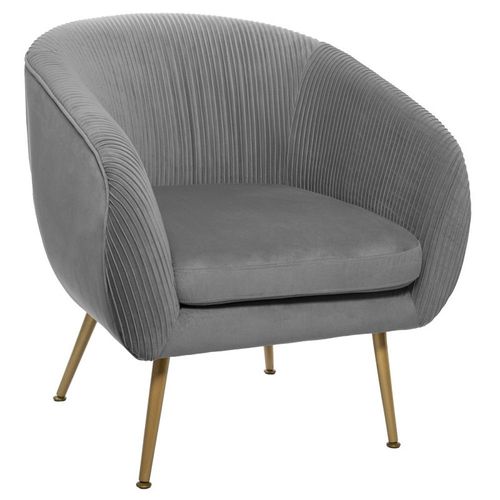 Fauteuil "Solaro" En Velours Plissé Atmosphera - Gris