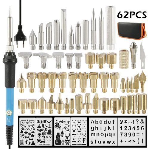 Kit De Combustion Du Bois 60w, 62 Pièces, Température Réglable, Fer À Souder, Soudage Du Bois, Gaufrage, Sculpture, Stylo Pyrogravure