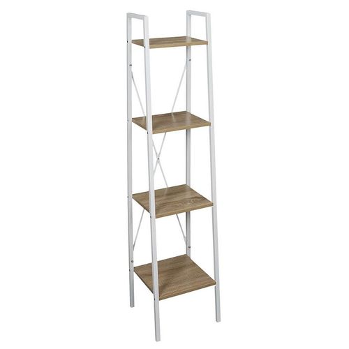 Lieta - Etagère Colonne À 4 Niveaux Bois Et Métal Blanc