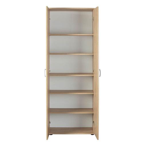 List - Armoire 2 Portes 6 Compartiments Aspect Bois