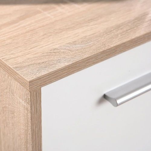 List - Meuble De Rangement 3 Portes 2 Tiroirs Aspect Bois