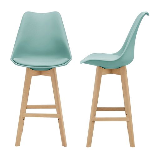 Lot De 2 Tabourets De Bar Avec Dossier Et Repose-Pied Siège Rembourré Plastique Similicuir Hêt
