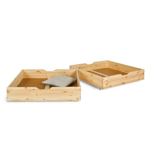 Lot De 2 Tiroirs Pour Lit Superposé Aaron Bois Naturel