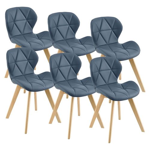 Lot De 6 Chaises Älmhult Similicuir 81 X 57 X 49 Cm Bleu [En.Casa]