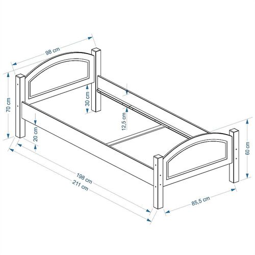 Lit Simple Flims 90 X 200 Cm Lit Pour Enfant En Pin Massif Vernis Naturel, Avec Tête Et Pied De Lit Arrondil