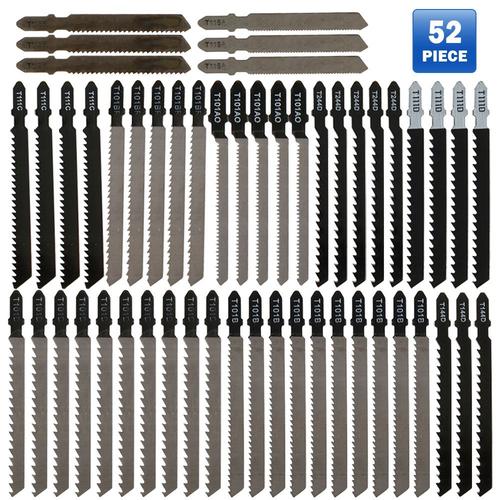 Jeu de lames de scie sauteuse, 52 pièces, baïonnette à tige en T, lames de Sabre alternatives pour la coupe du bois et du métal, Compatible avec Bosch, Makita