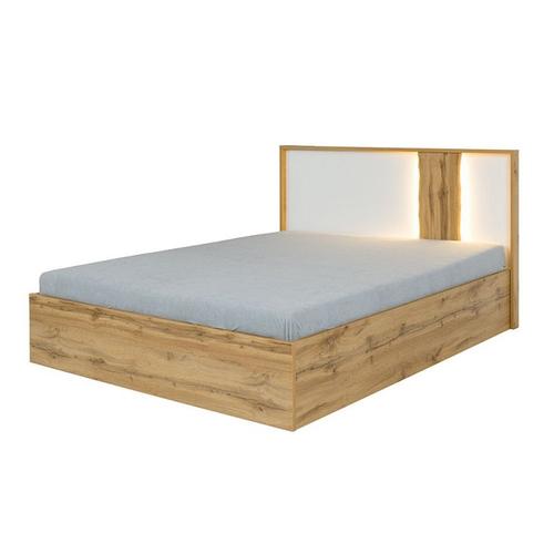 Lit Adulte Design Wood 180 X 200 Cm + Led Dans La Tête De Lit. Meuble Design Idéal Pour Votre Chambre.