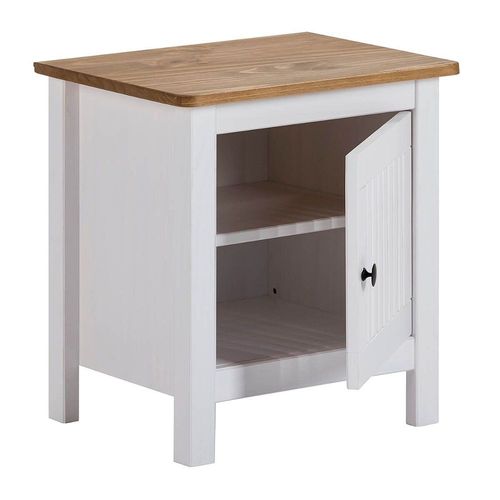 Malia - Chevet 1 Porte Bois Ciré Et Blanc
