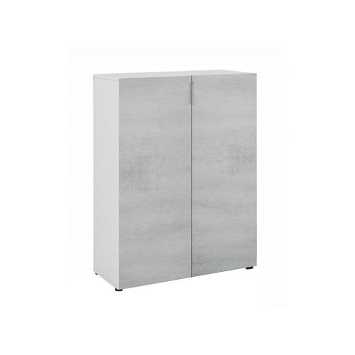 Meuble À Chaussures Carla 2 Portes (28 Paires) L72 X H103cm - Blanc / Béton