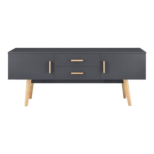 Meuble Tv Alavus 140 X 40 X 56 Cm Gris Foncé [En.Casa]