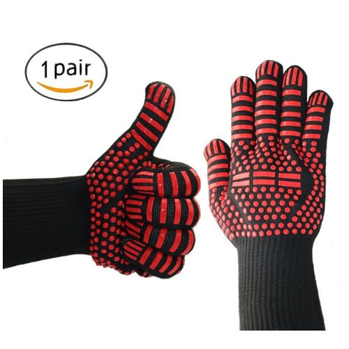 Gants De Four, Gant Cuisine Anti Chaleur Résistant 932 ° F, Longeur 33cm Gant De Cuisson Bbq Four, Pair De Gloves Barbecue Grill Grille