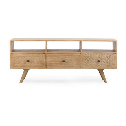Meuble Tv En Bois De Manguier Blanchi Kamila