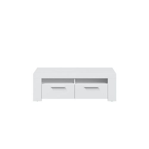 Meuble Tv Wendy 2 Portes Et 2 Niches De Rangement L120cm - Blanc