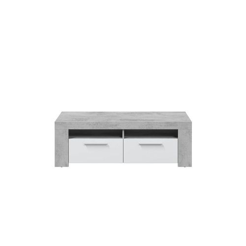 Meuble Tv Wendy 2 Portes Et 2 Niches De Rangement L120cm - Blanc / Béton