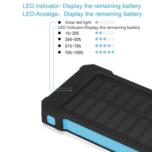Htbe® Banque D'alimentation Solaire Étanche Boussole Créative Extérieure 20000mah Banque De Puissance De Téléphone Portable