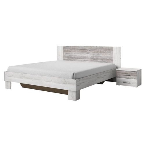Lit Adulte 1 Collection Irina. Chevets Intégrés. Coloris Gris Clair Et Gris Foncé