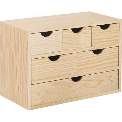 Mini rangement bloc en pin brut ave tiroirs 6 tiroirs M1